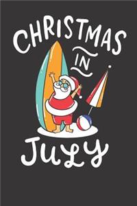 Surfing Christmas In July Santa Notebook Journal