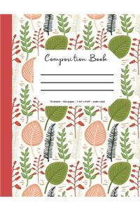 Composition Book: Flower/Botanical Cover, 70 Sheets, 140 Pages, Perfect for Students