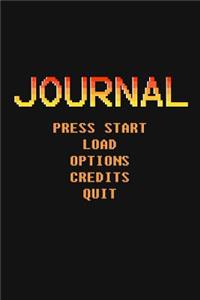 Video Gamer Start Screen Journal