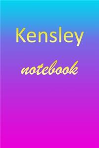 Kensley: Blank Notebook - Wide Ruled Lined Paper Notepad - Writing Pad Practice Journal - Custom Personalized First Name Initial K Blue Purple Gold - Taking 