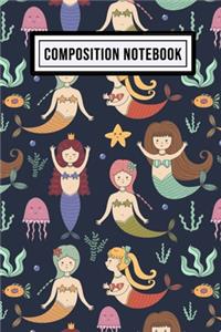Mermaid Wide Ruled Composition Notebook