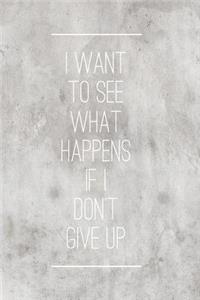 I Want to See What Happens If I Don't Give up