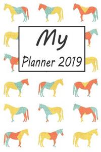 My Planner 2019: Horse Pattern Weekly Planner 2019: 12 Month Agenda - Calendar, Organizer, Notes, Goals & to Do Lists