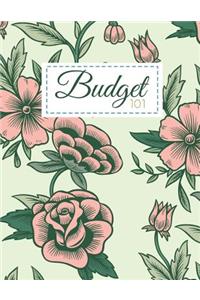 Budget 101: Monthly Budget Tracking with Guide with List of Income, Monthly - Weekly Expenses and Monthly Bill Planner Vintage Pink Floral Design