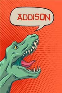 Addison: Personalized Dino Journal, Notebook, Diary 120 Pages of Lined Paper 6x9