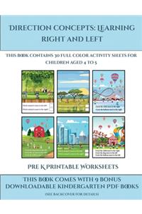 Pre K Printable Worksheets (Direction concepts