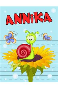 Annika: Personalized Book with Child's Name, Primary Writing Tablet, 65 Sheets of Practice Paper, 1 Ruling, Preschool, Kindergarten, 1st Grade, 8 1/2 X 11