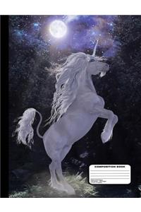 Magical Unicorn In The Moonlight Composition Notebook Wide Ruled 200 pages / 100 sheets, 8-1/2
