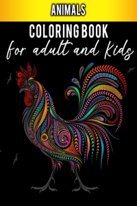 Animals coloring book for adults and kids
