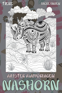 Muster Malvorlagen - Dicke Linien - Tiere - Nashorn