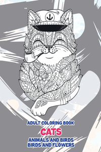 Adult Coloring Book Birds and Flowers - Animals and Birds - Cats