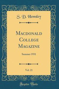 MacDonald College Magazine, Vol. 21: Summer 1931 (Classic Reprint)