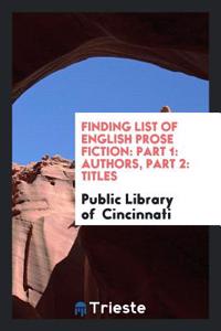 Finding List of English Prose Fiction