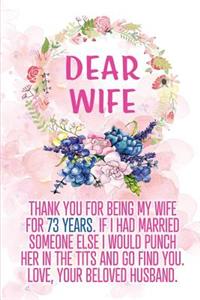 Dear Wife Thank you for Being My Wife for 73 Years