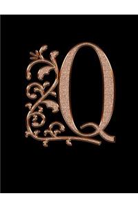 Q. Monogram Initial Q Notebook. Blank Lined College Ruled Notebook Journal Planner Diary.