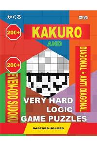 200 Kakuro and 200 Even-Odd Sudoku Diagonal + Anti Diagonal Very Hard Logic Game Puzzles.