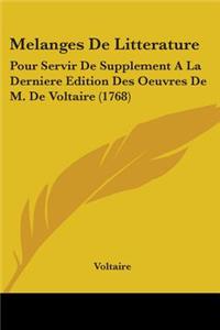 Melanges De Litterature
