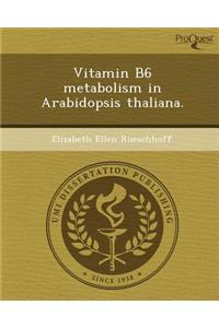 Vitamin B6 Metabolism in Arabidopsis Thaliana