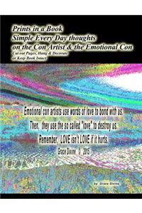 Prints in a Book Simple Every Day thoughts on the Con Artist & the Emotional Con Cut out Pages, Hang & Decorate or Keep Book Intact
