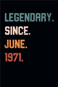 Blank Lined Journal, Notebook, Diary, Planner - Legendary Since June 1971 - 48th Birthday Gift For 48 Years Old Men and Women born in June