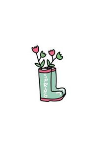 Spring: 150 Lined Journal Pages Planner Diary Notebook with Illustrated Boots and Flowers on the Cover