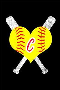 C Monogram Initial Softball Journal