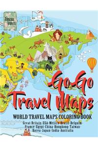 Go Go TRAVEL MAPS, World travel map coloring book