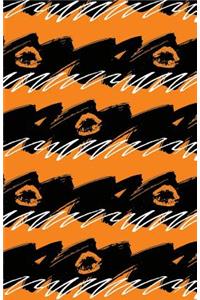 Journal Notebook Orange Lips - Abstract Orange and Black Pattern