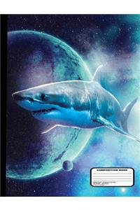 Killer Sharks in Outer Space Composition Notebook Graph Paper - 200 Pages / 100 Sheets, 9-3/4
