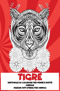 Zentangle da colorare per penne e matite - Disegni Anti stress per animali - Animale - Tigre