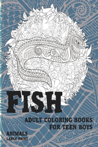 Adult Coloring Books for Teen Boys - Animals - Large Print - Fish