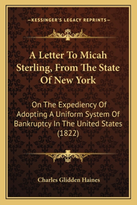 A Letter To Micah Sterling, From The State Of New York