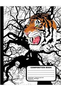 Wild Tiger Composition Notebook 200 Graph Paper Pages