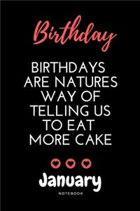 Junuaray birthday notebook - Amazing birthday notebook with black cover