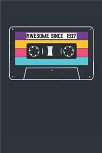 Awesome Since 1937 - Blank Lined Journal, Notebook, Diary, Planner - Vintage 82nd Birthday Gift For 82 Years Old Men and Women - Retro Mixtape