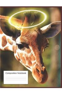 Composition Notebook: Wide Ruled Composition Notebook Gift For Grandchildren, Children, Seniors, Women, and Teen Giraffe Closeup Lovers, Blank Lined Journal and Home scho