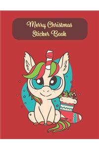 Merry Christmas Sticker Book: Christmas Unicorn motive Cover- Din A4 blank - 35 pages silicon free paper - christmas gift idea