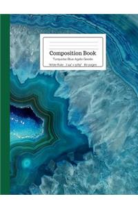 Composition Book Turquoise Blue Agate Geode Wide Rule