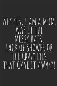 Why Yes, I Am a Mom. Was It the Messy Hair, Lack of Shower or the Crazy Eyes That Gave It Away: Blank Lined Writing Journal Notebook Diary 6x9