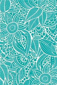Deco Floral Notebook: Turquoise: Notebook 6 X 9: Notebook 250 Pages