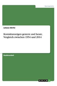 Kontaktanzeigen gestern und heute. Vergleich zwischen 1954 und 2014