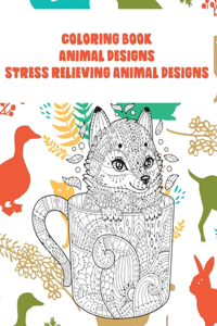 Animal Designs Coloring Book - Stress Relieving Animal Designs - Elephants