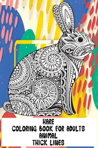 Coloring Book for Adults - Animal - Thick Lines - Hare