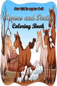 Horses and Ponies Coloring Book for kids ages 4-8