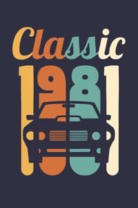 Blank Lined Journal, Diary, Planner, Notebook for 38 Year Old - Vintage 1981 Diary - Mens Car Journal - 38th Birthday Gift