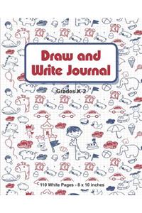 Draw and Write Journal Grades K-2 110 White Pages 8x10 inches