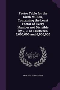 Factor Table for the Sixth Million, Containing the Least Factor of Every Number not Divisible by 2, 3, or 5 Between 5,000,000 and 6,000,000