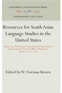 Resources for South Asian Language Studies in the United States