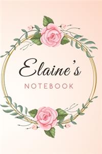 ELAINE'S Customized Floral Notebook / Journal 6x9 Ruled Lined 120 Pages School Degree Student Graduation university