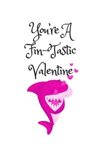 You're A Fin-Tastic Valentine, Graph Paper Composition Notebook with a Funny Shark Pun Saying in the Front, Valentine's Day Gift for Him or Her